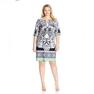Sandra Darren Shift Dress, Colorblock Paisley Mini Dress, Size 12